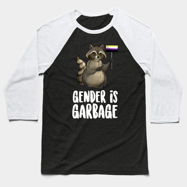 Gender Is Garbage Raccoon Baseball T-Shirt by Eugenex
